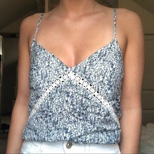Floral Tank Top with Lace Detail
